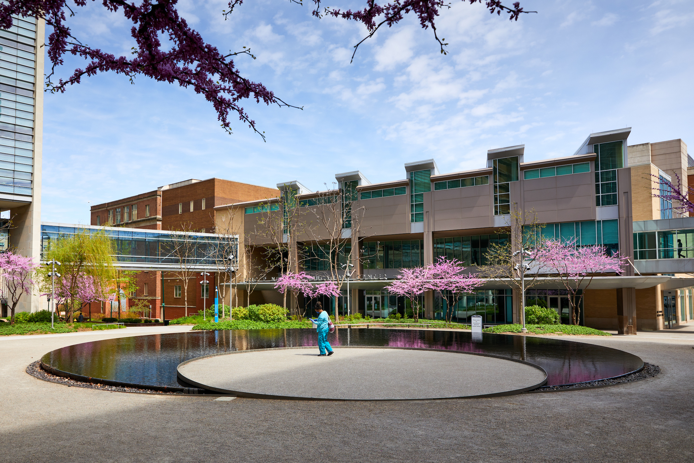 reflecting pool in Hope Plaza at Washington University School of Medicine in St. Louis