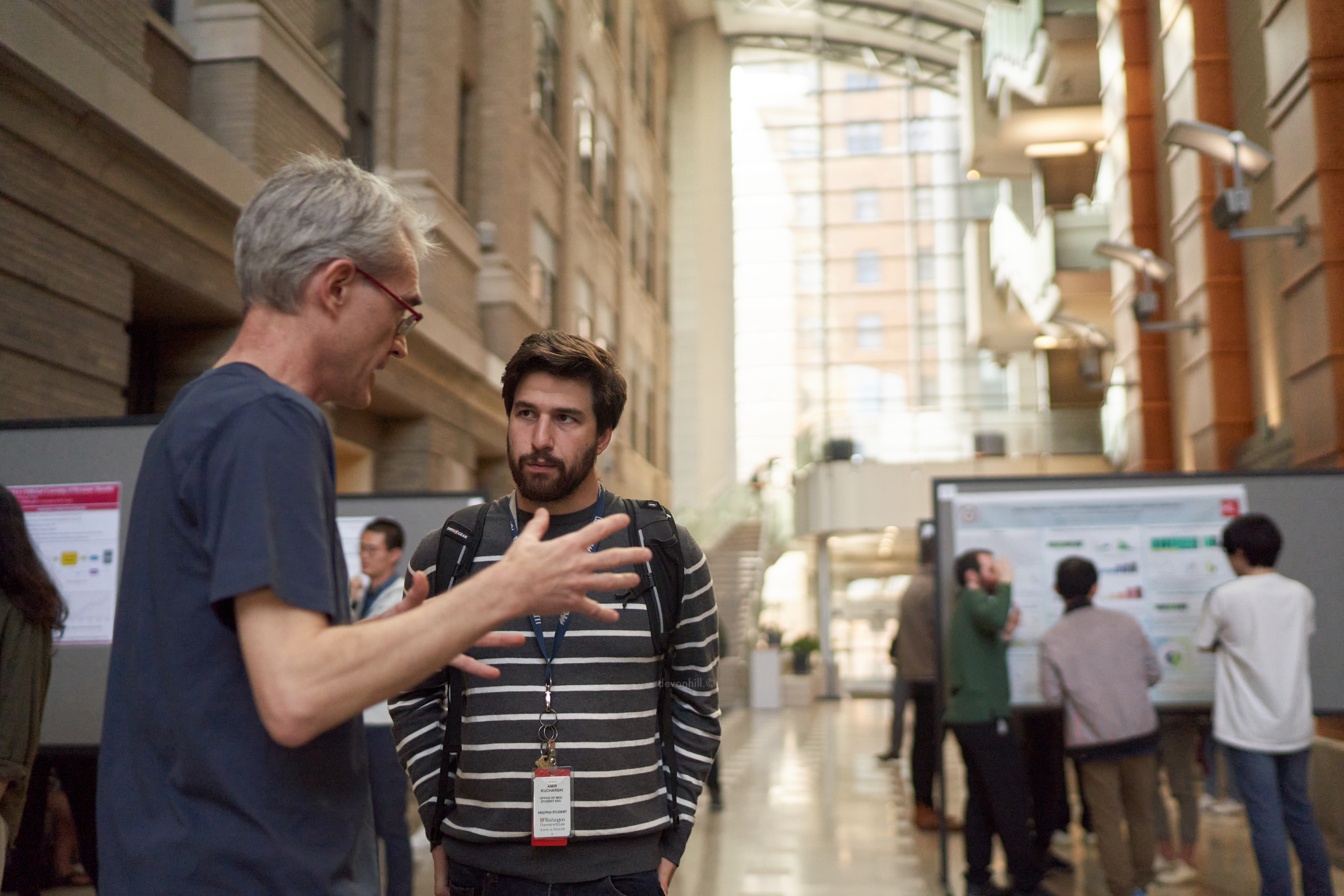 Scientific poster session in the Farrell Learning and Teaching Center at Washington University