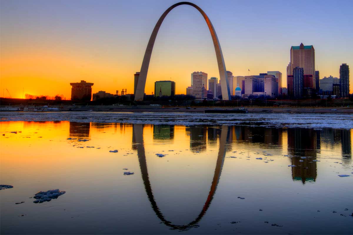 St. Louis skyline at sunset